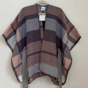 Plaid Poncho with Belt
